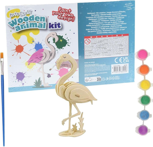 3D Wooden Animal Puzzle Kit for Kids, Paint & Build Craft Set, Educational