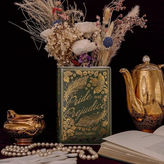 Book Shaped Ceramic Vase Large Decorative Bookshelf Decor for Flowers