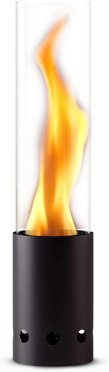 Outdoor Table Fireplace, Smokeless Stainless Steel, Wood Pellet Powered (Black)