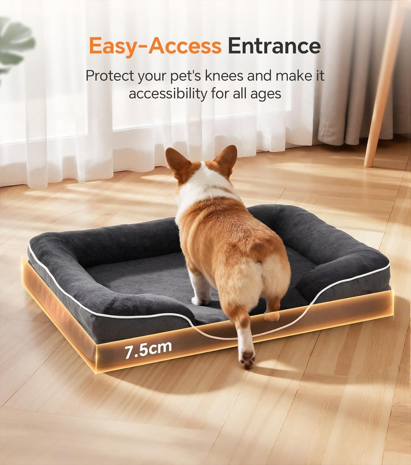 Large Orthopedic Dog Bed 89x63cm Memory Foam Washable