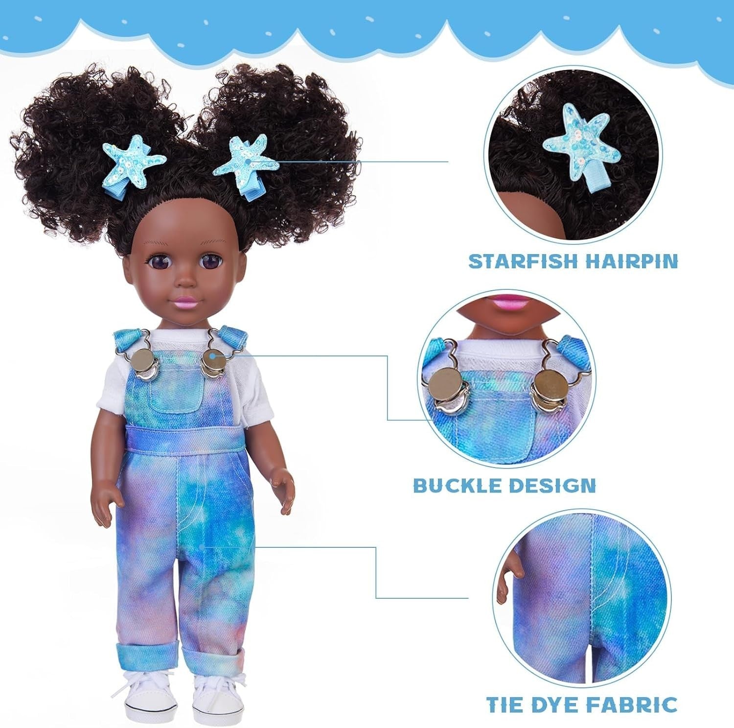 14 Inch Black Baby Doll Silicone Poseable w Clothes Accessories