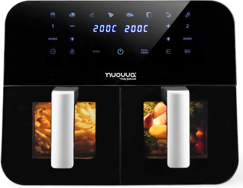 Dual Zone Air Fryer 9L Touch Screen 12 Presets Large Capacity Oil-Free Cooking