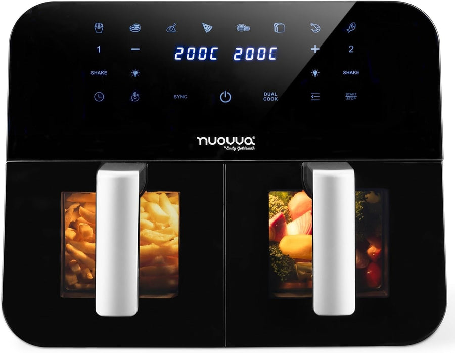 Dual Zone Air Fryer 9L Touch Screen 12 Presets Large Capacity Oil-Free Cooking