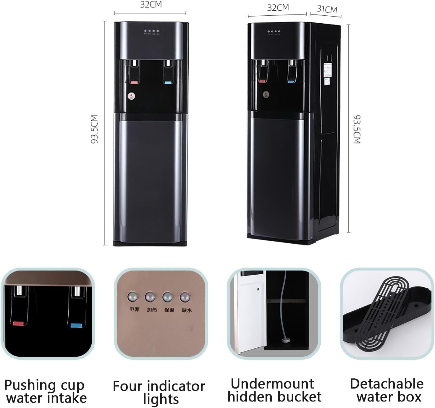Hot Cold Water Cooler Dispenser Bottom Loading LED Indicator Home Office