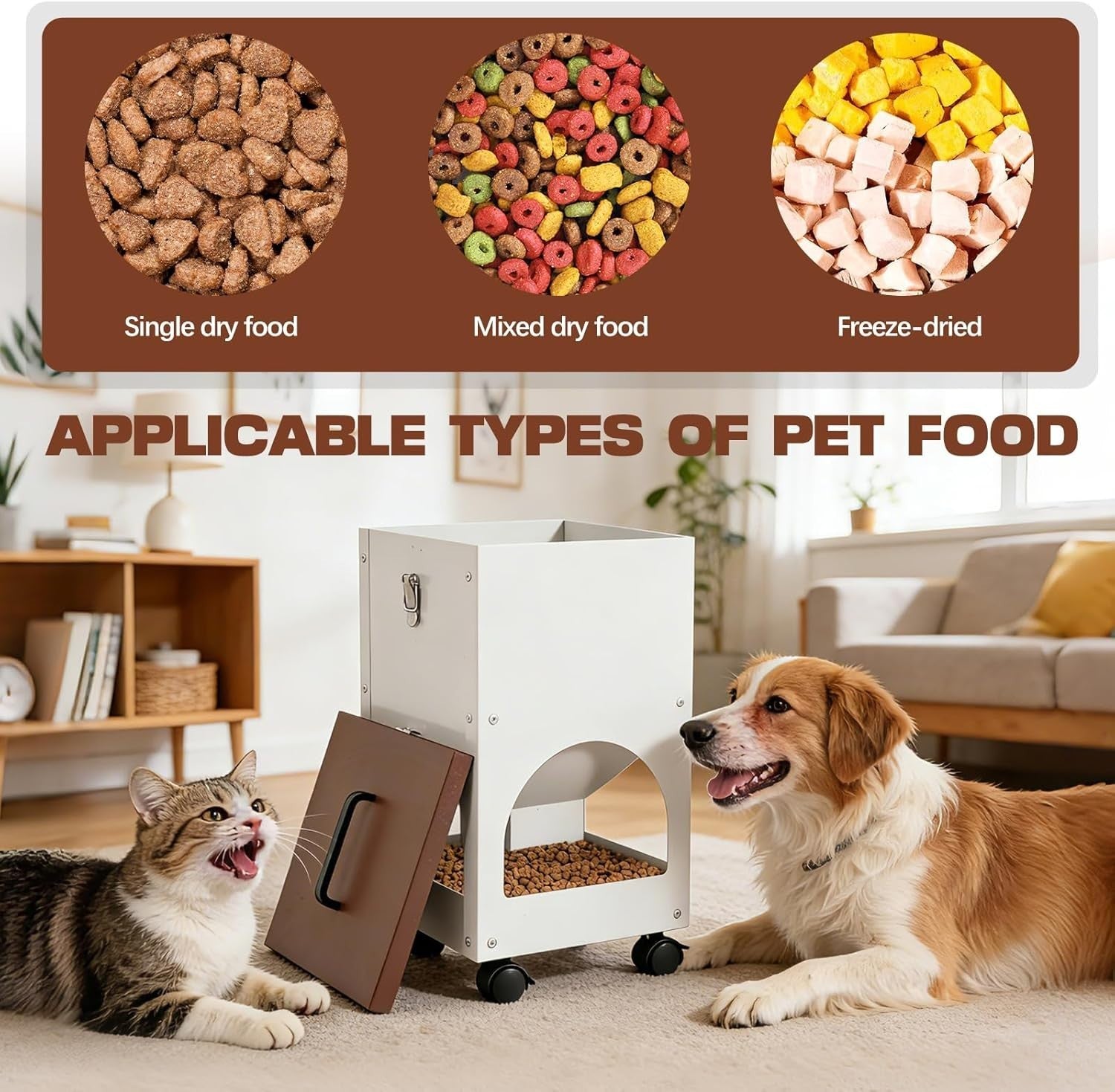 9L Automatic Cat Feeder 4 Bowl Stainless Steel Food Dispenser Station