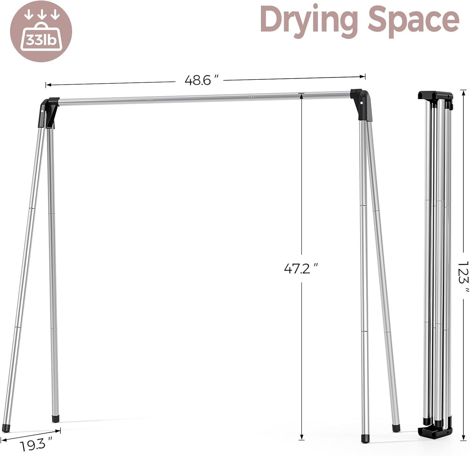 Foldable Stainless Steel Clothes Drying Rack Airer – 121cm