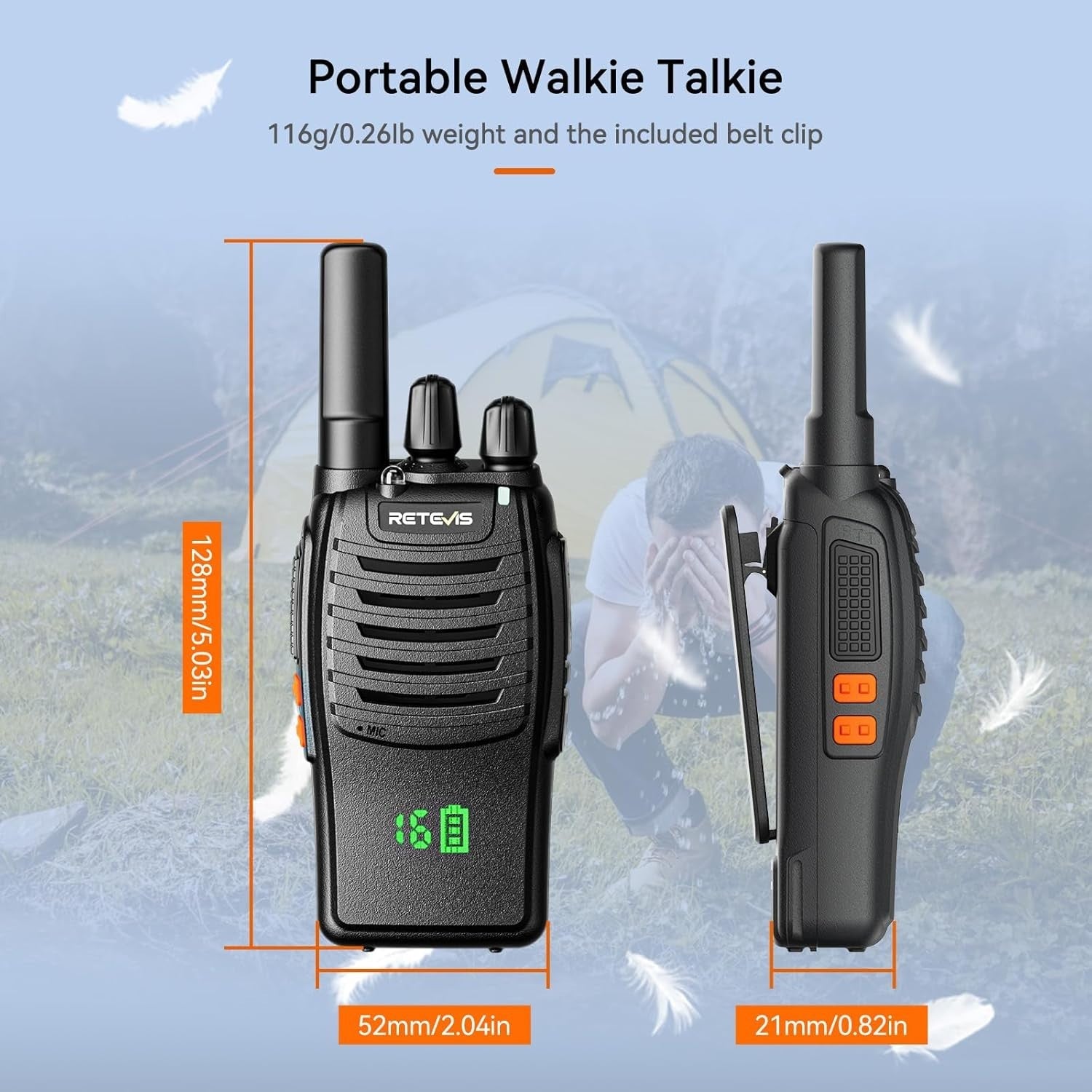 PMR446 Walkie Talkie Hidden Display USB-C VOX 16CH Long Range Radio