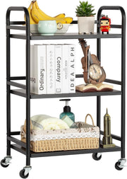 3 Tier Rolling Storage Cart Metal Utility Trolley Kitchen Bathroom Rack