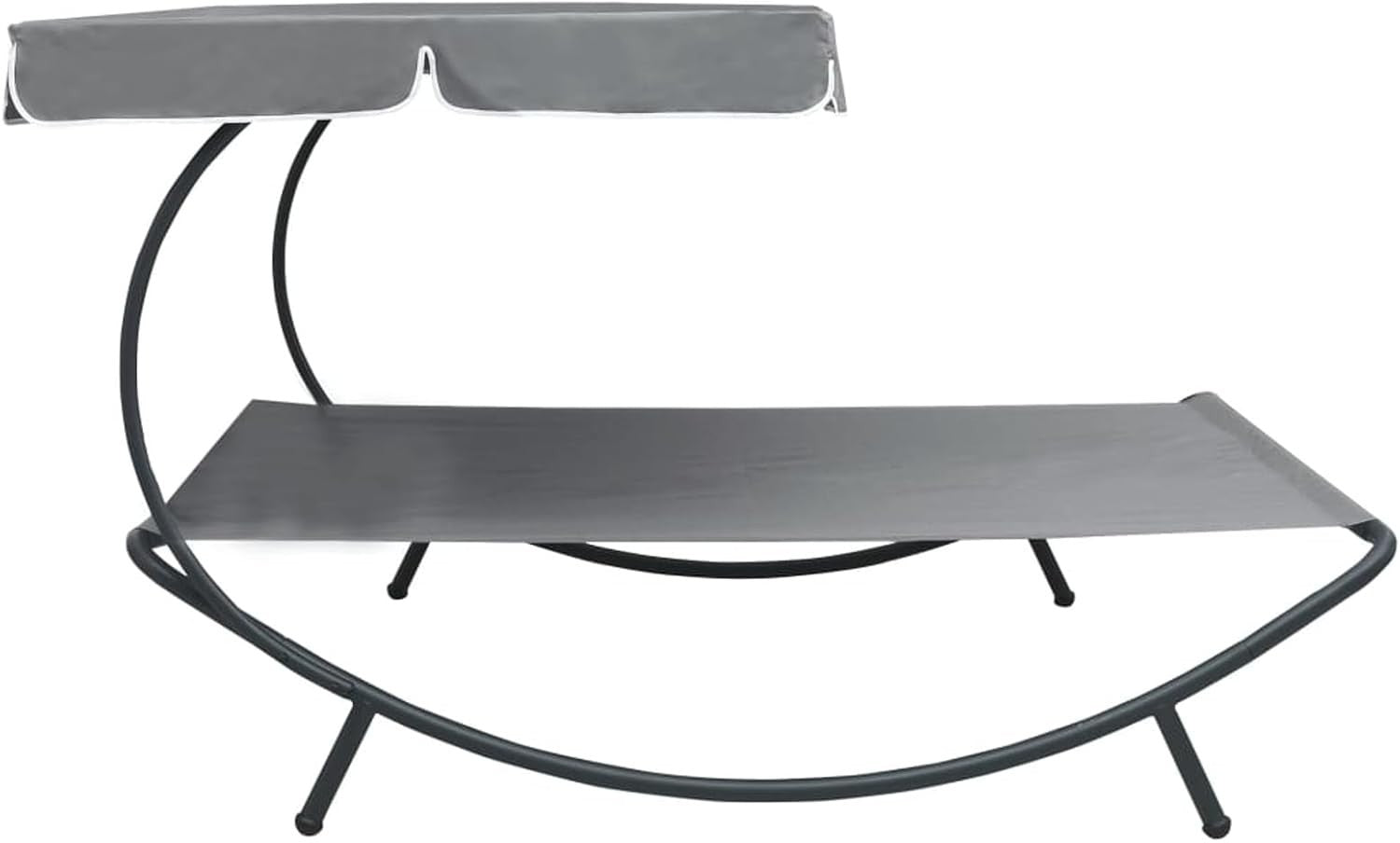 Grey Outdoor Double Lounge Bed with Canopy Weatherproof Patio Sunbed