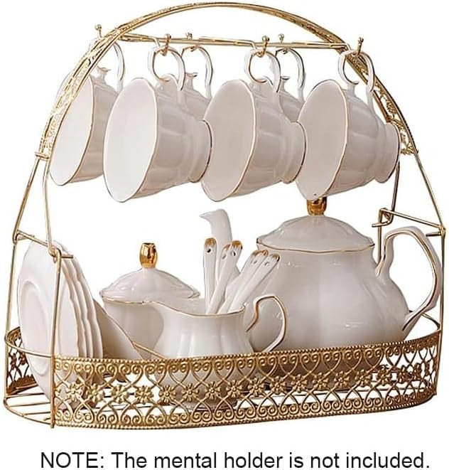 15 Piece White Bone China Tea Set Teapot Cups Saucers Classic Afternoon Tea