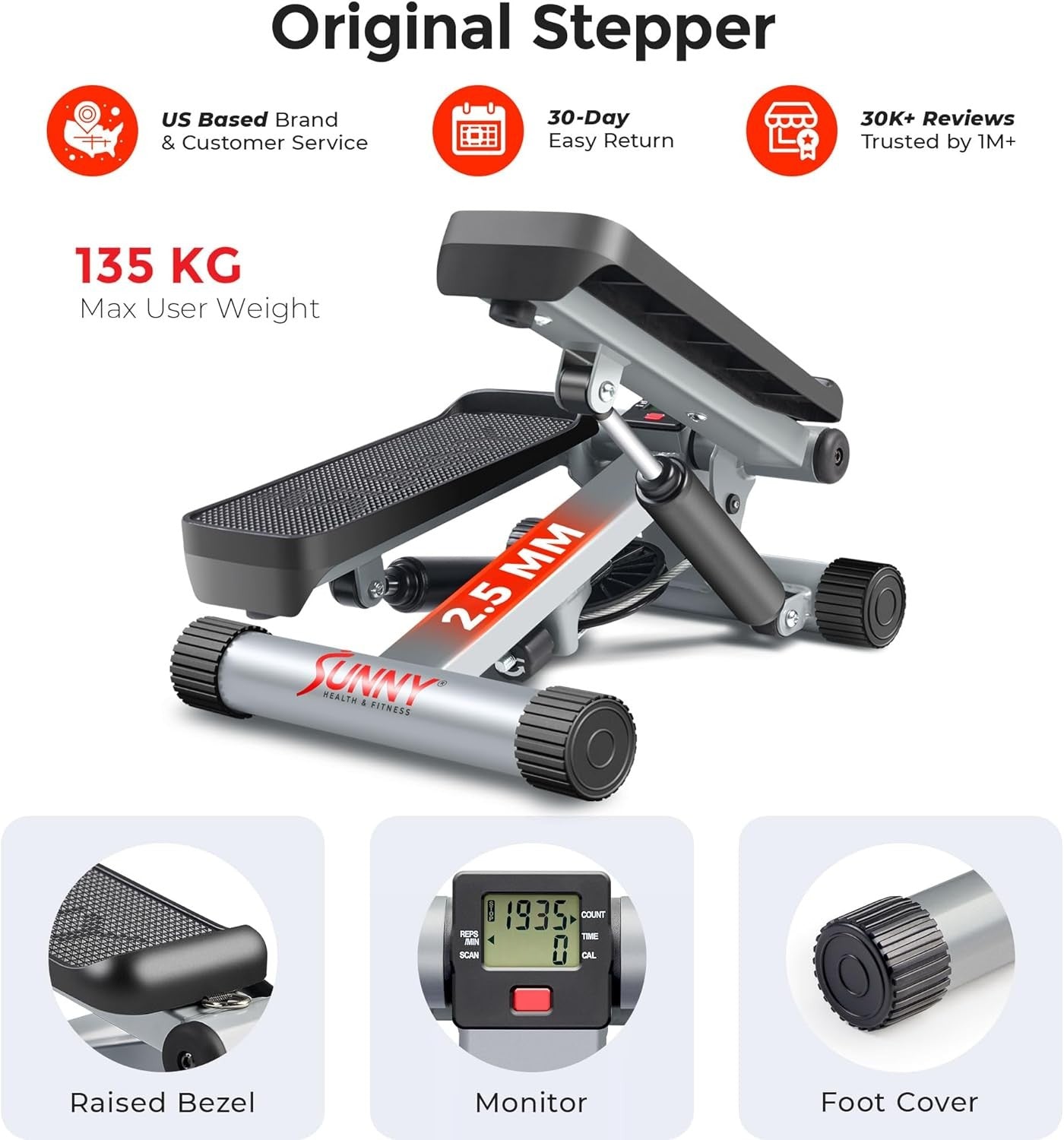 Compact Mini Stepper Cardio Trainer Twist Motion Resistance Bands Home Gym