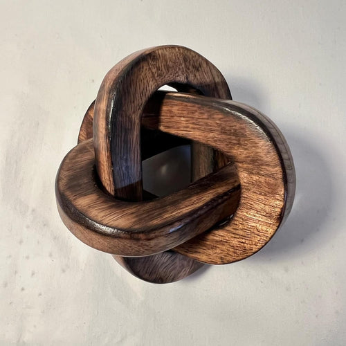 Rustic Wooden Knot Ornament 3-Link Sculpture Home Decor Table Shelf Display Gift