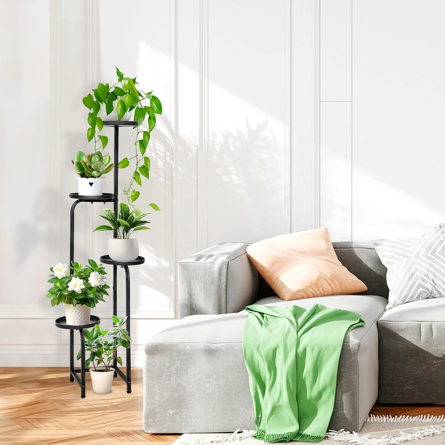 4 Tier Metal Plant Stand Indoor Outdoor Corner Flower Shelf Rack