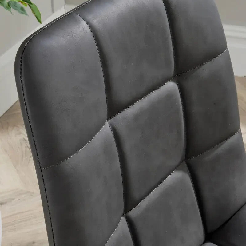 2 Grey Fabric Dining Chairs w/ Black Metal Legs Padded Seat Kitchen Set