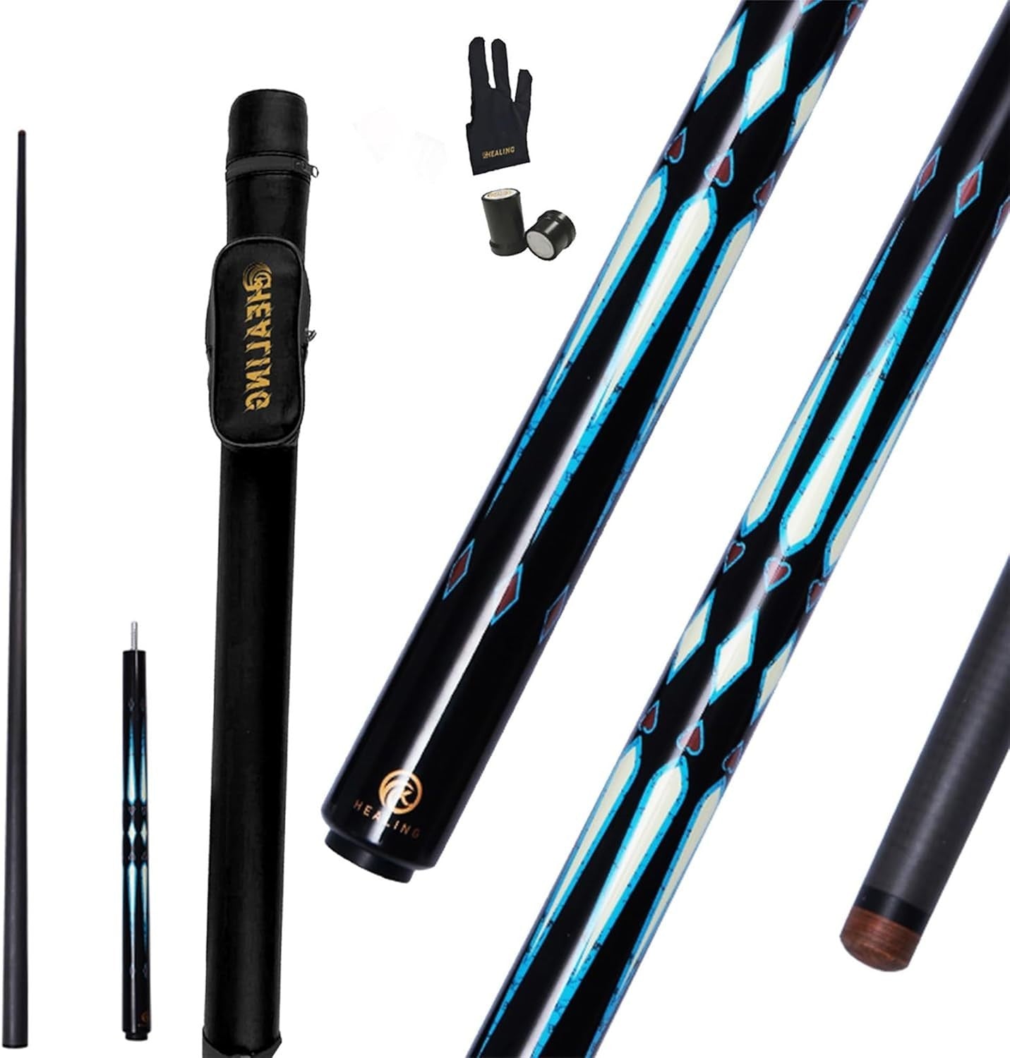 Carbon Fiber Pool Cue 57in 10.5mm Tip 3/4 Joint Pro Control