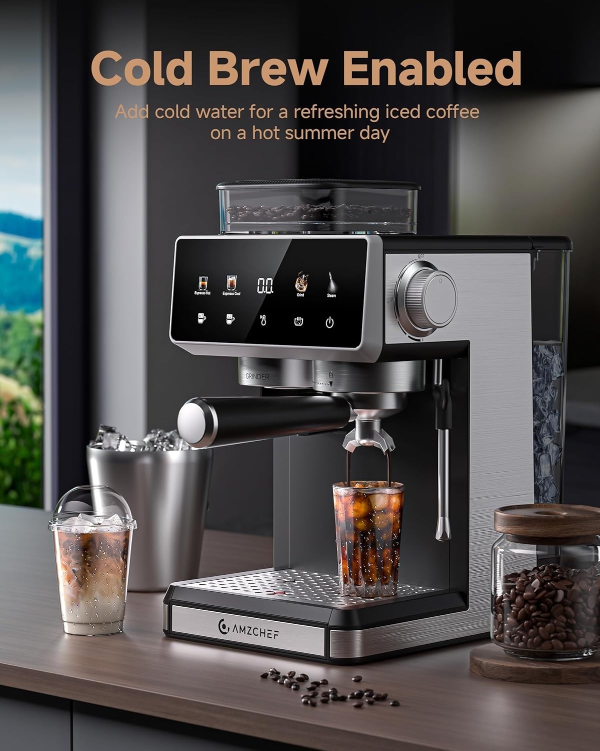20-Bar Bean-to-Cup Espresso Machine | Built-In Grinder | Touchscreen