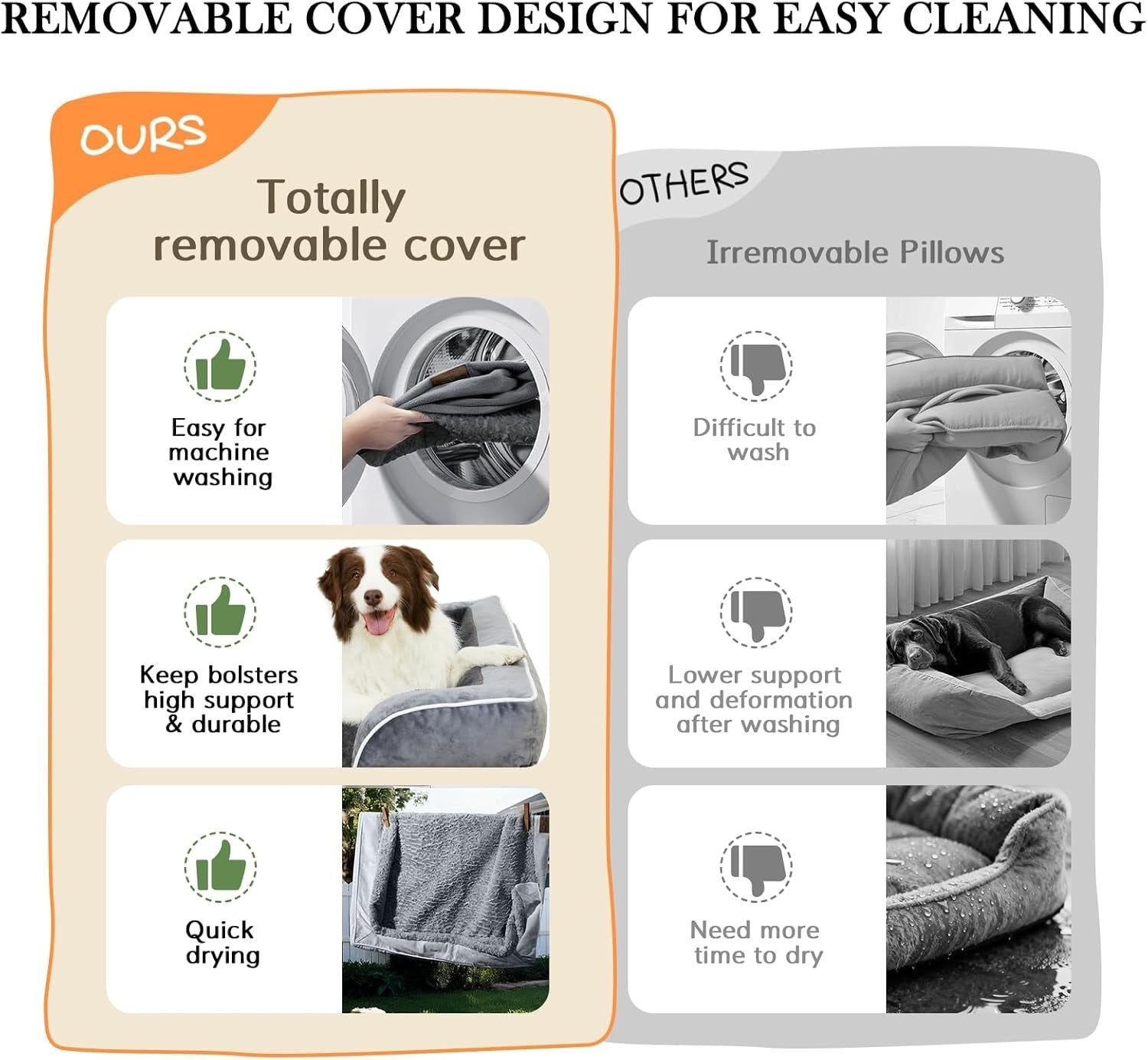 Medium Orthopedic Dog Sofa Bed 76x51x18cm Waterproof Washable
