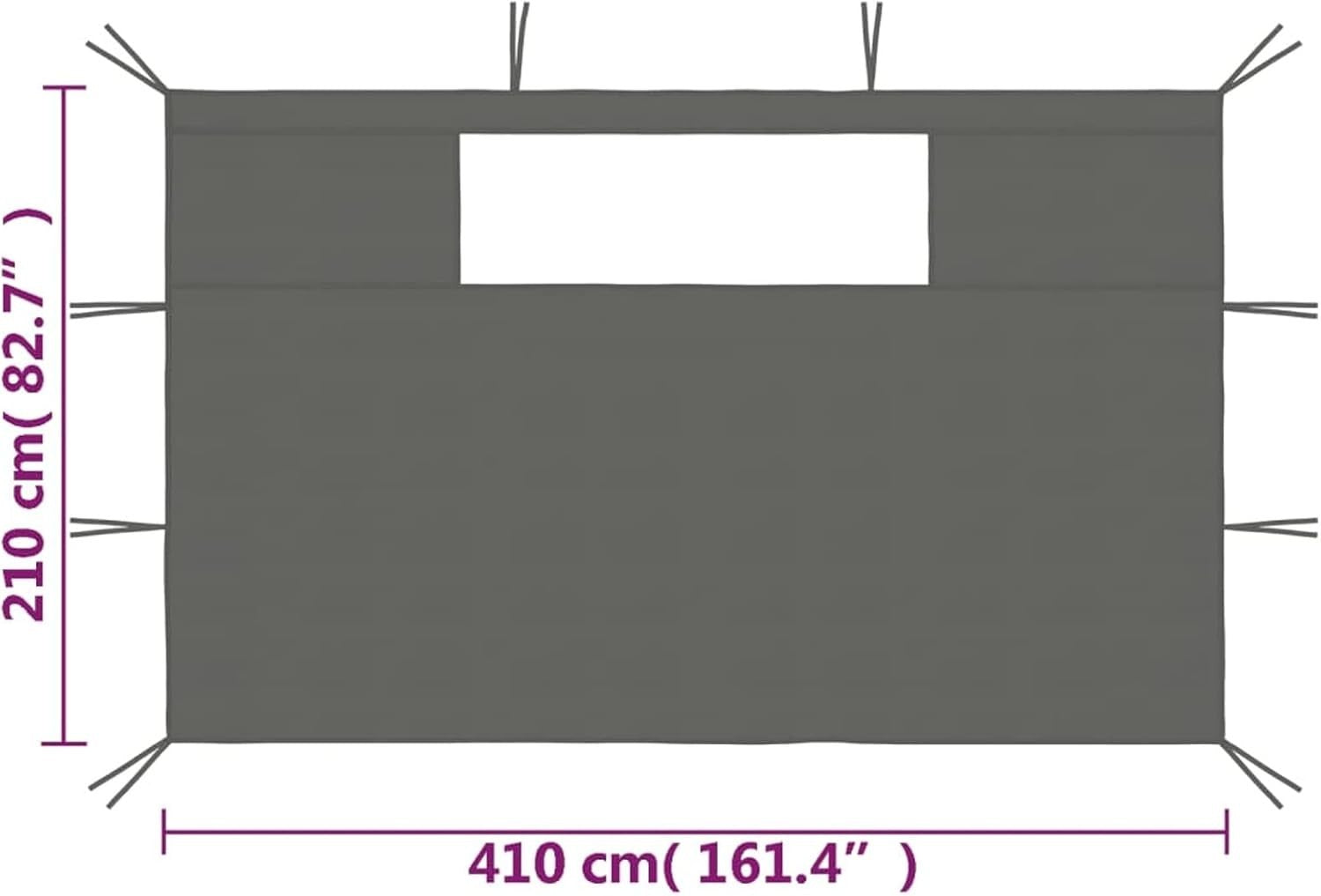 2x Gazebo Sidewalls with Windows Anthracite Waterproof Party Tent Panels