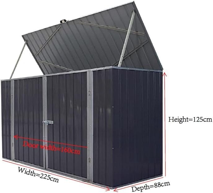 Outdoor Garden Shed Metal Storage Box W225xD88xH125cm Black