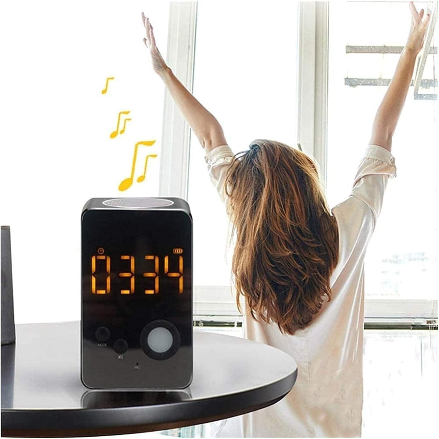 Digital Alarm Clock Radio USB Charger LED Display Snooze Bedside Black