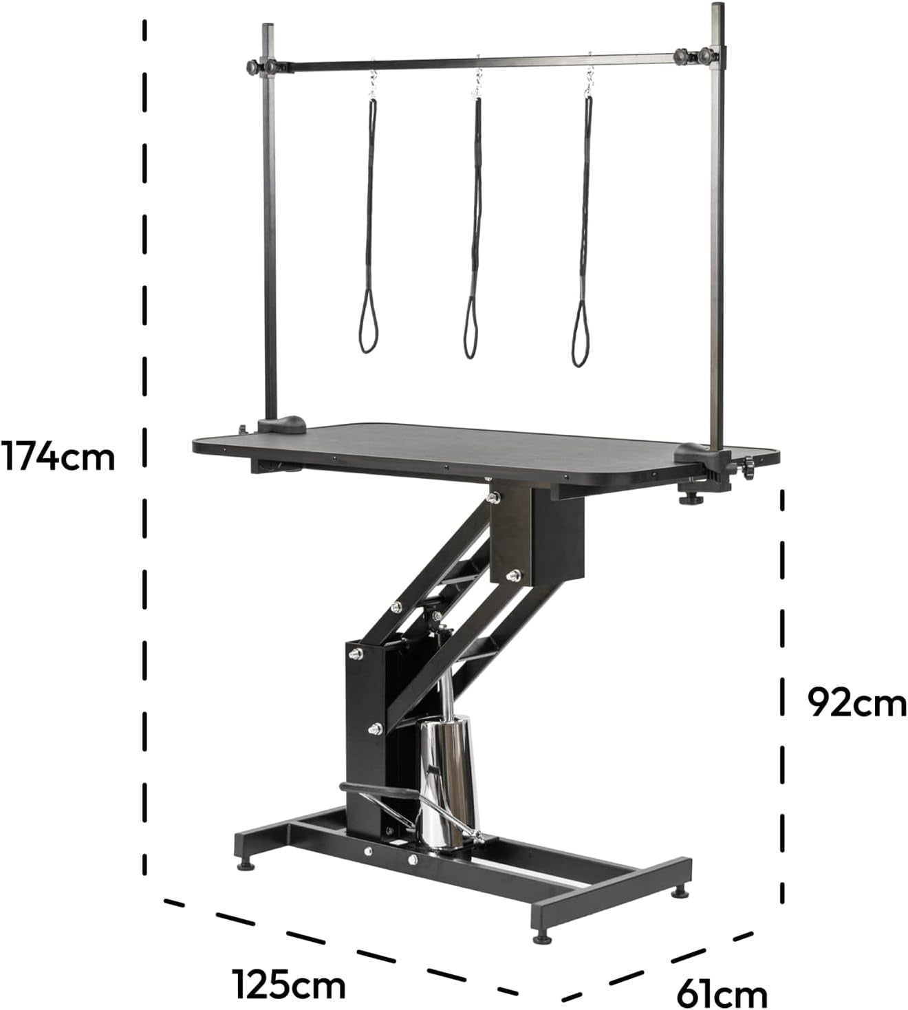 Large Hydraulic Dog Grooming Table Adjustable Height Non Slip Top H Bar