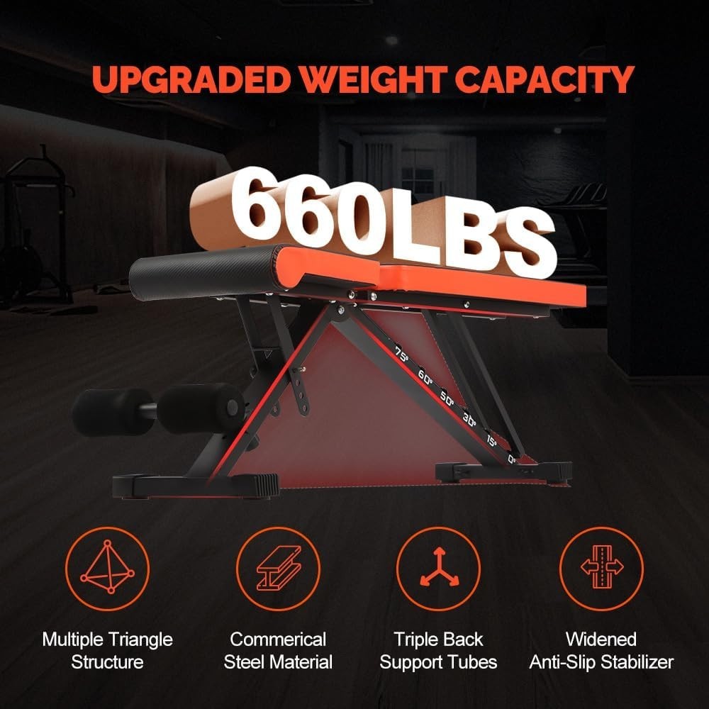 Foldable Adjustable Weight Bench Incline Decline 600lb Home Gym