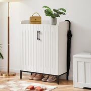Modern White Shoe Cabinet with 5 Adjustable Shelves, Anti-Tip Safety, 68x37x100c