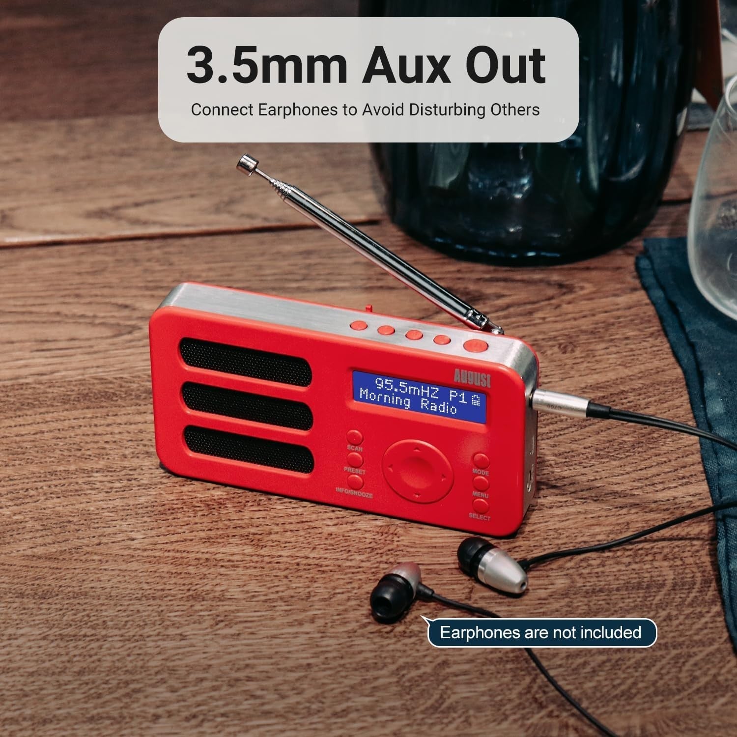 Portable DAB/DAB+/FM Digital Radio with Alarm, Rechargeable & AUX Output