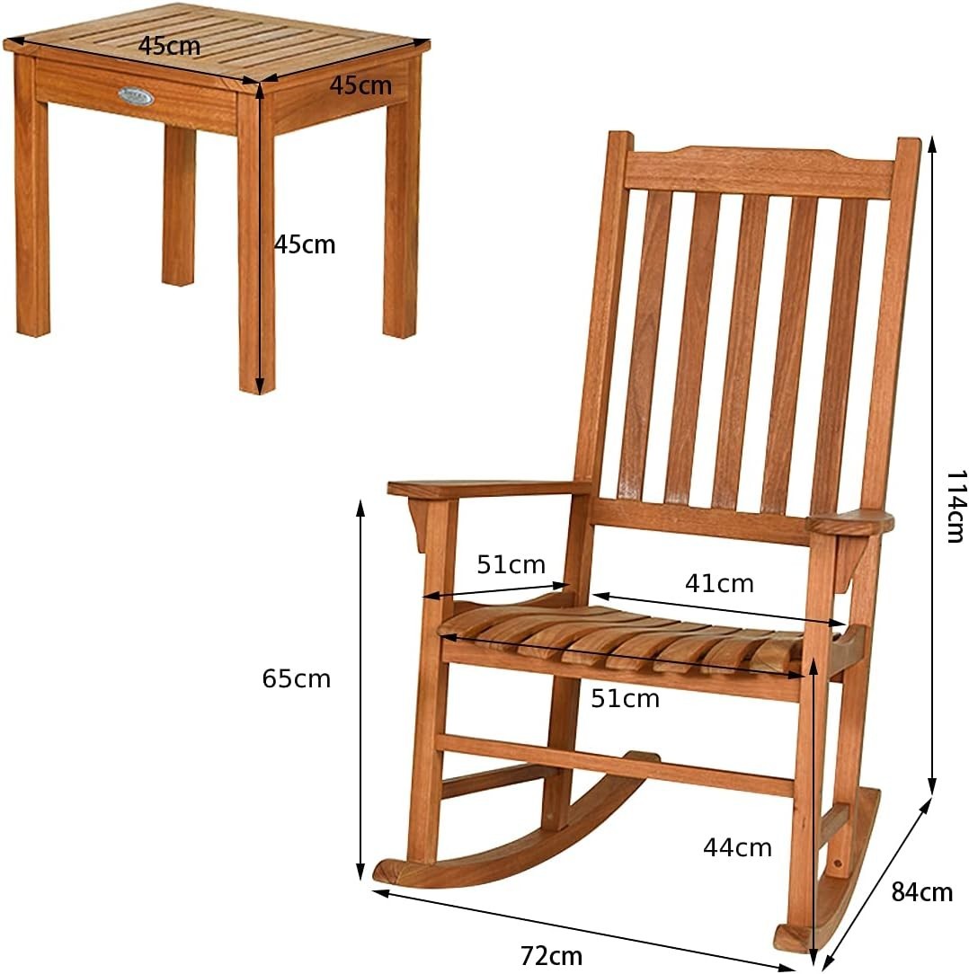 3-Piece Outdoor Rocking Chair Set with Coffee Table – Relaxing Patio Bistro