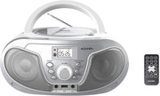 Silver Portable Boombox CD Player Bluetooth FM Radio USB AUX Remote