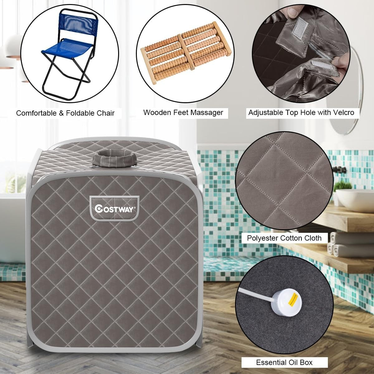 Portable Steam Sauna Tent – Full Body Spa w/ Chair, Foot Roller & Remote