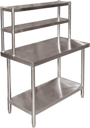 Stainless Steel Work Table 120x60x145cm with 2-Tier Top Shelf Height Adjustable