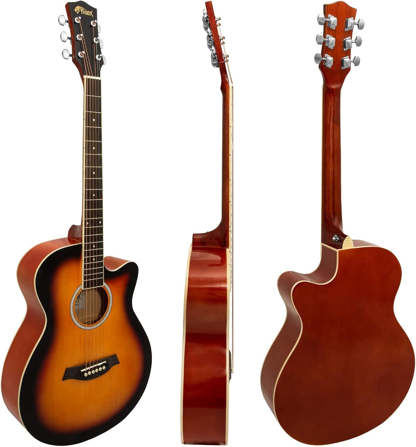 Full Size Cutaway Acoustic Guitar Starter Kit Sunburst