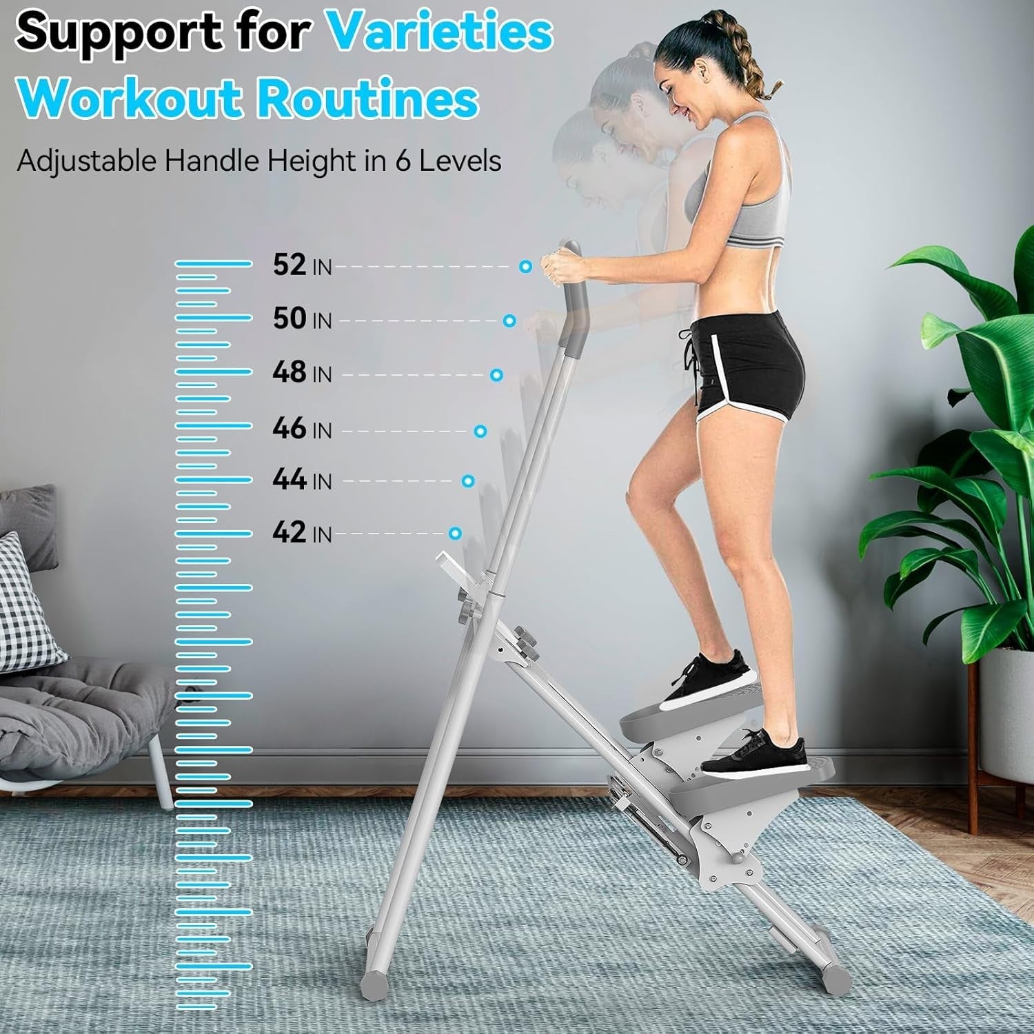 Foldable Stair Climber w/ LCD Monitor, Adjustable Incline & 300lb Capacity