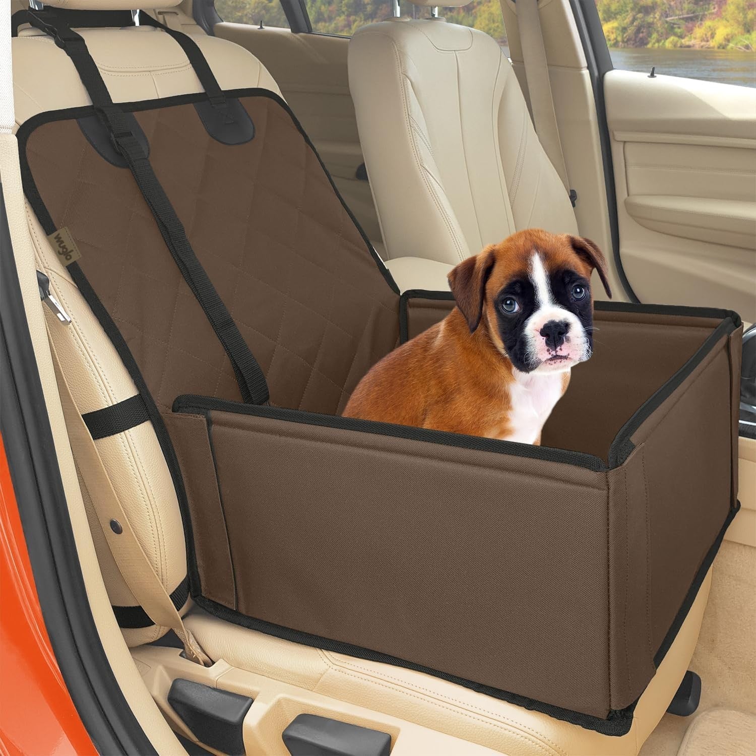 Waterproof Dog Booster Car Seat Extra Stable Travel Bed Brown 12kg