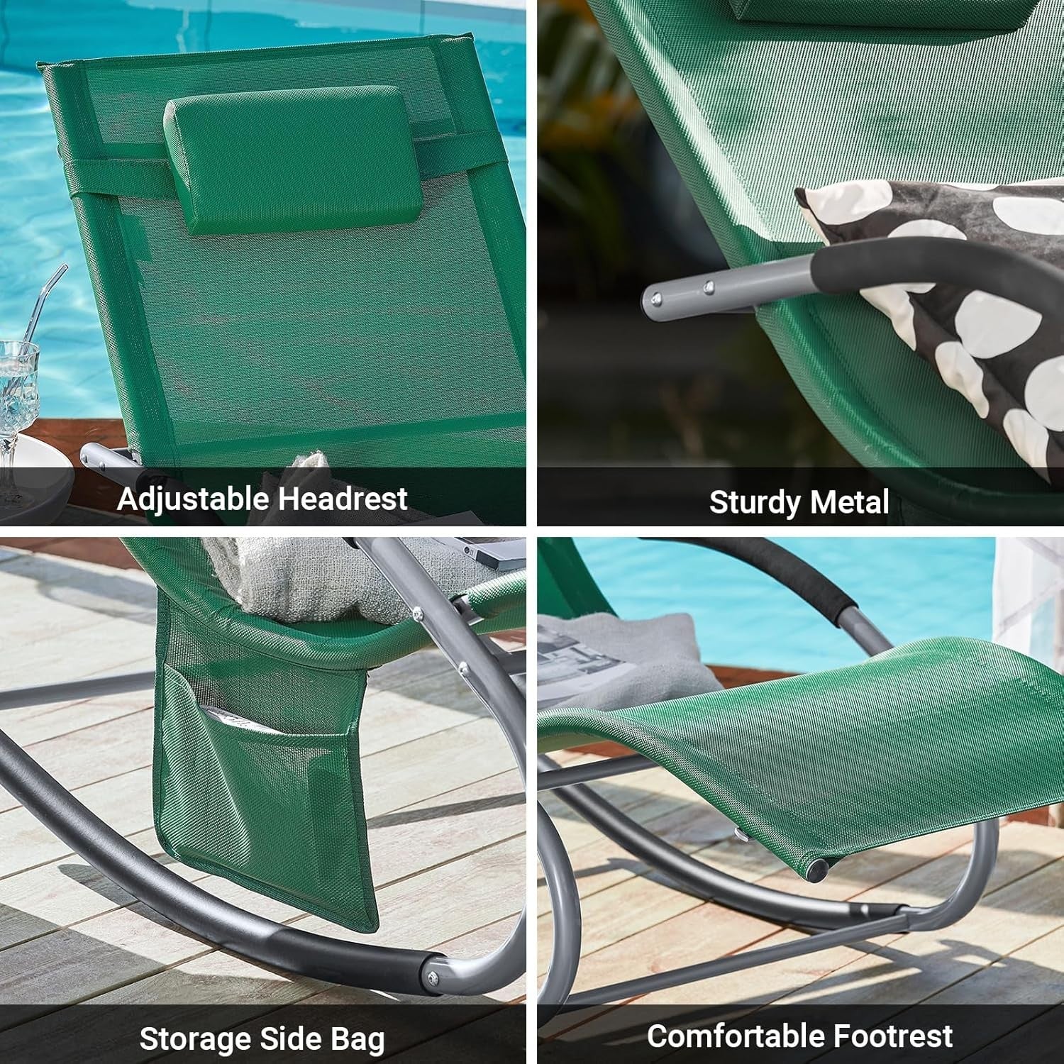 Garden Rocking Sun Lounger Recliner Chair Outdoor Patio Seat w/ Pillow