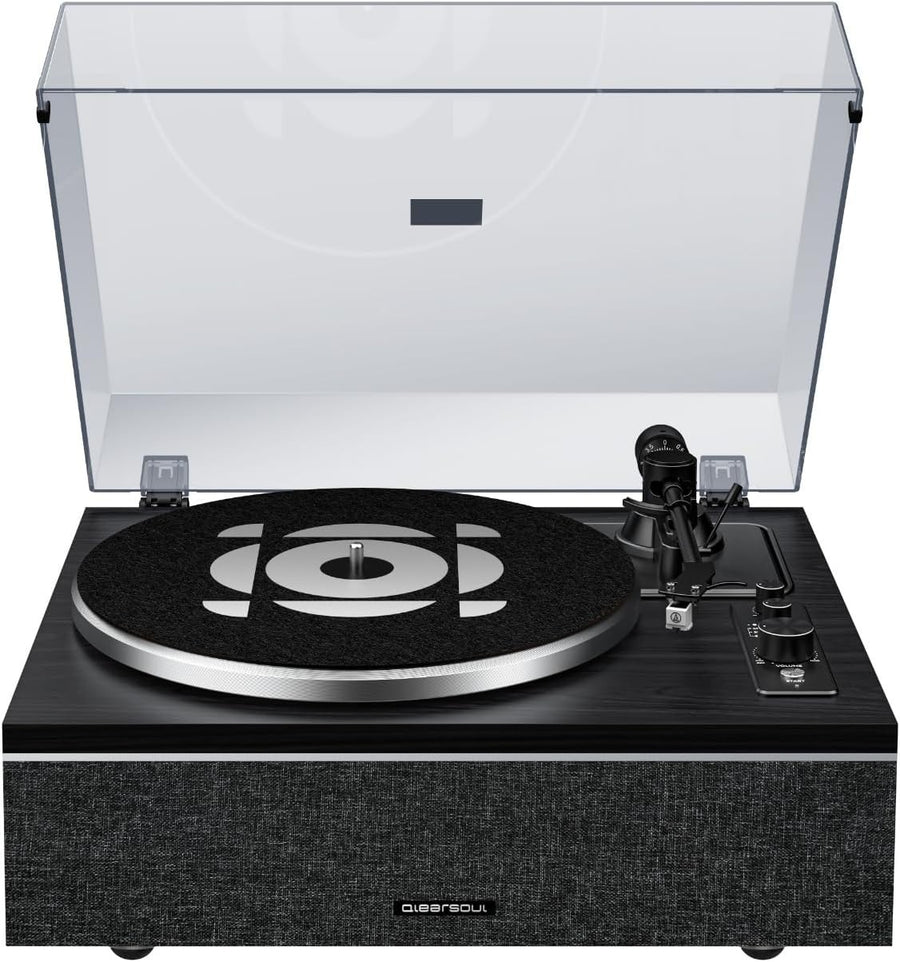 Vinyl Record Player | All-in-One Turntable with Speakers | Hi-Fi 4-Speaker Sound