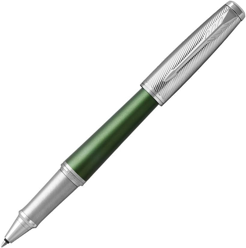 Fine Rollerball Pen Green Chrome Aluminium Ergonomic Gift Box
