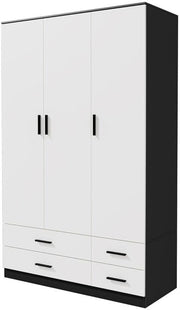 3 Door 4 Drawer Wardrobe Hanging Rail Bedroom Storage Black & White Unit