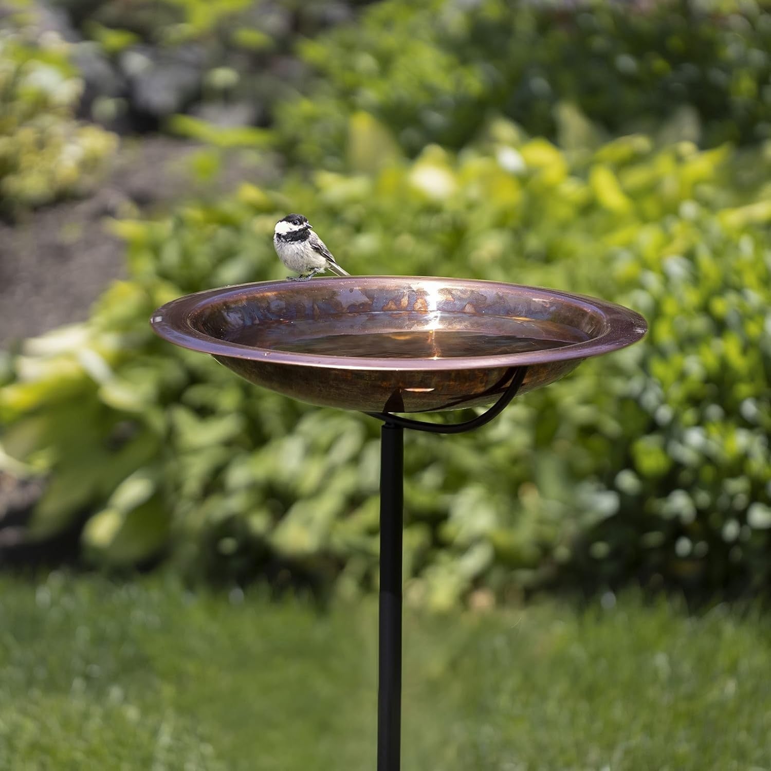 13” Copper Bird Bath on Stake | Garden Bowl Water Feature Outdoor Decor