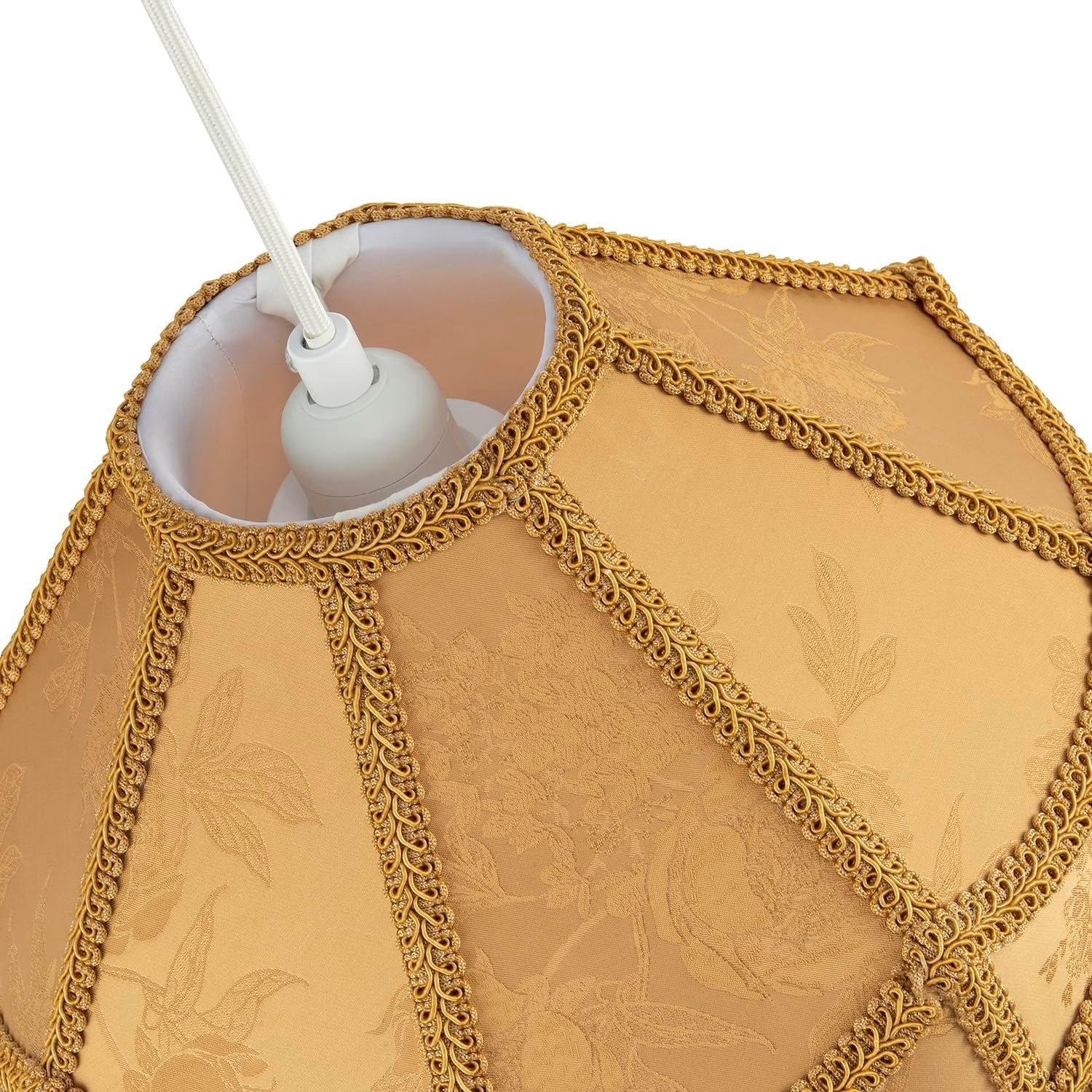Victorian Gold Empire Lamp Shade Faux Silk Floral Tassels 30cm