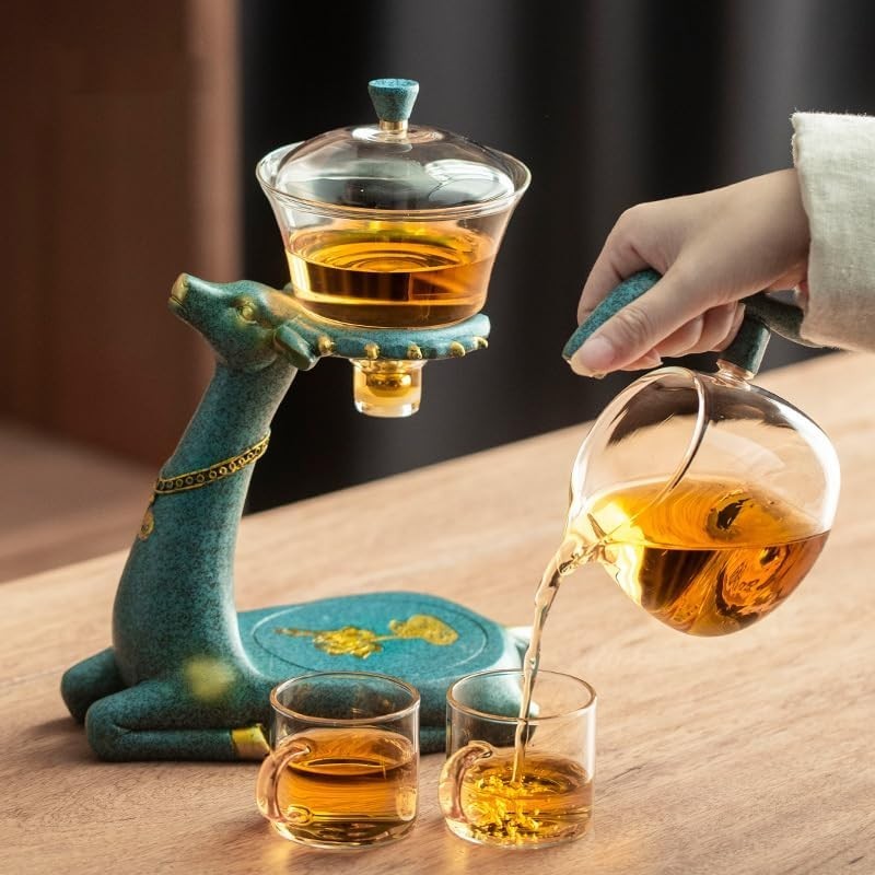 Kungfu Glass Tea Set 1440ml Magnetic Teapot 6 Cups Heat Resistant