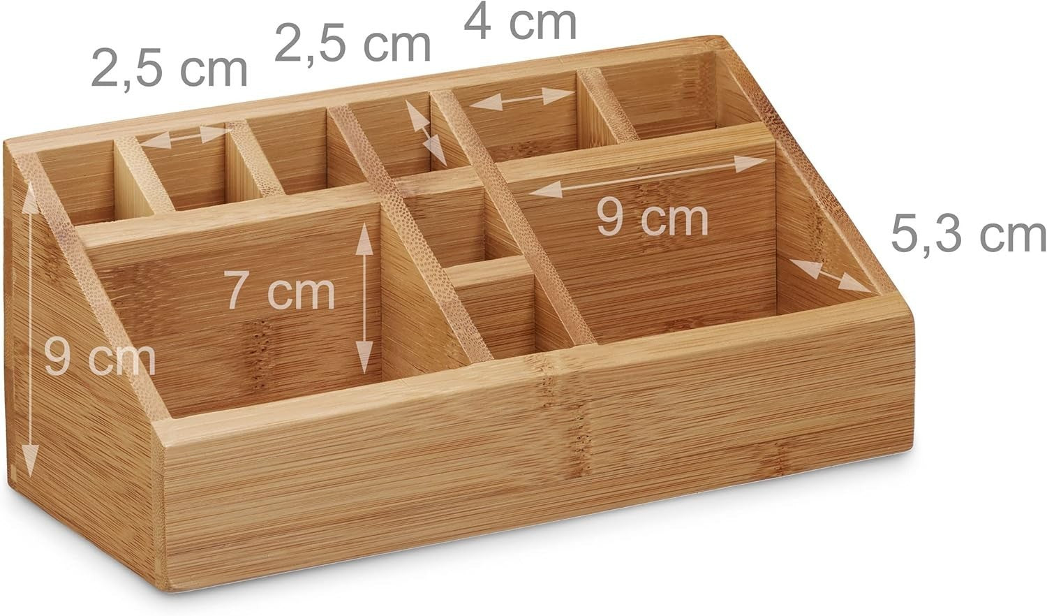 Bamboo Desk Organizer Pencil Holder 10 Compartments Office Storage Tray