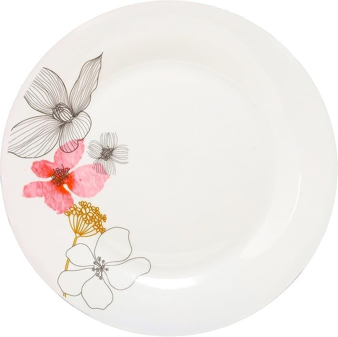 12pc White Ceramic Dinnerware Set Plates Bowls Service for 4 Floral
