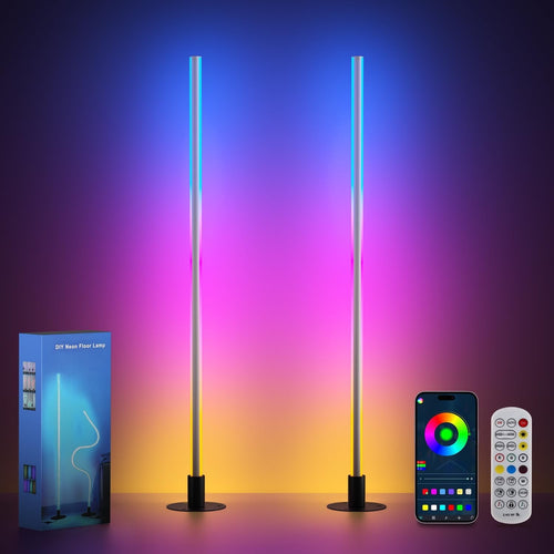 Smart RGB LED Floor Lamp 2 Pack Music Sync App Remote 16M Colours