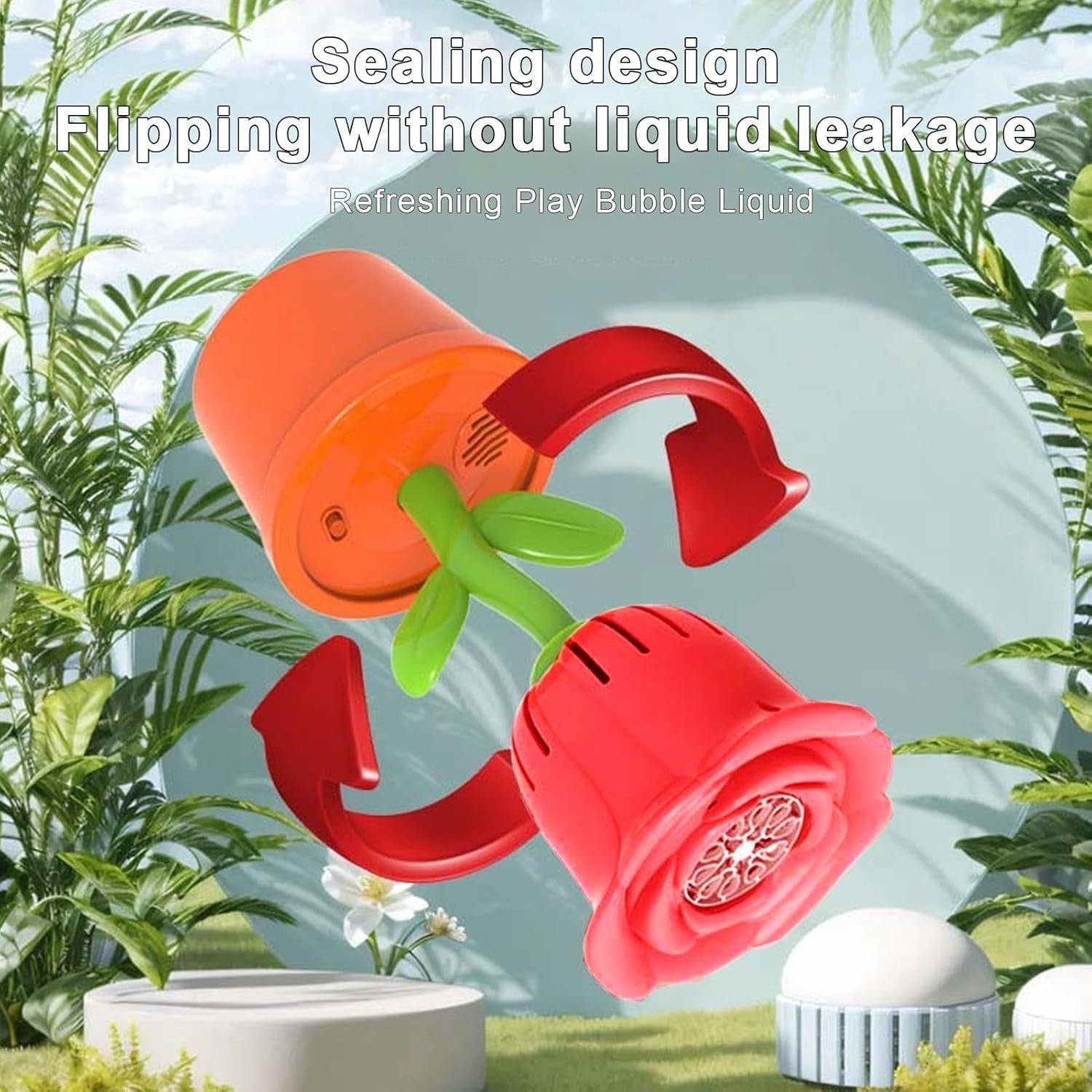 Rose Flower Bubble Machine LED Light Portable Party Toy Red