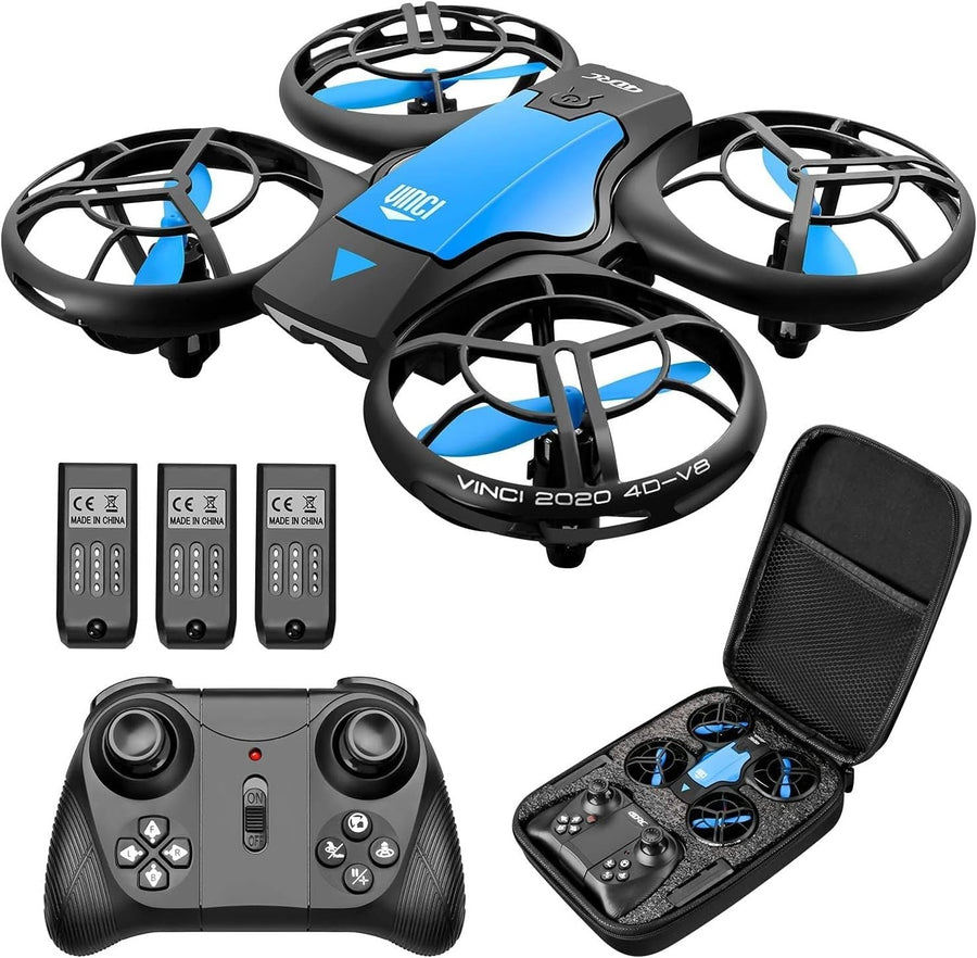 Mini Hand Operated Drone for Kids, 3 Batteries, 3D Flip, Auto Hover, Blue