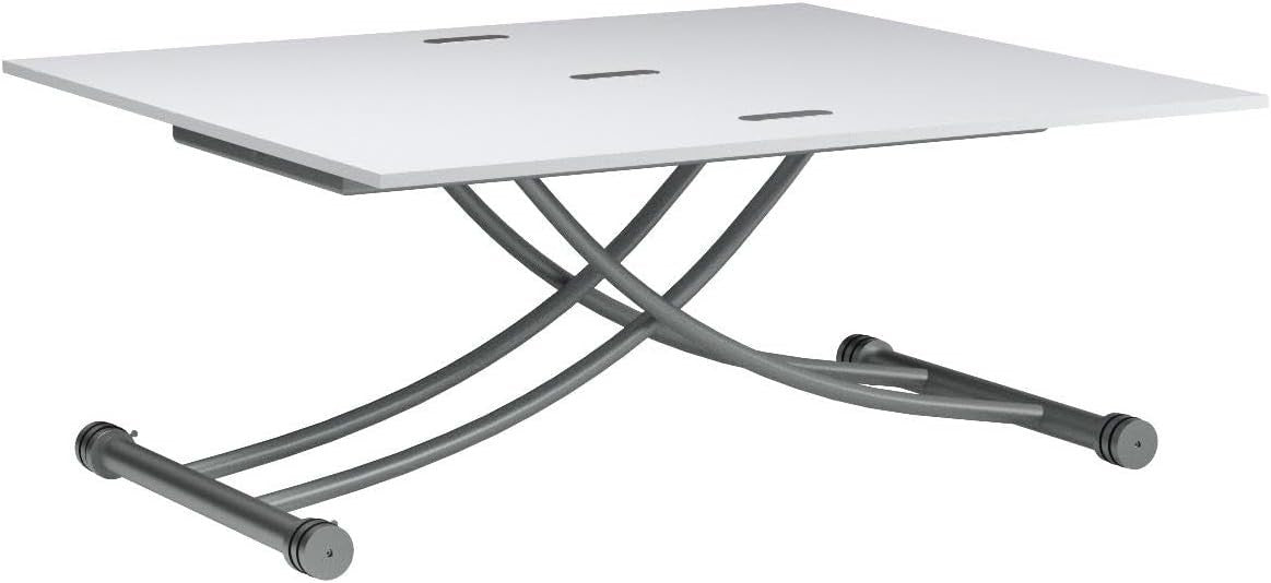 White Height Adjustable Multifunction Coffee & Dining Table, 100x57cm
