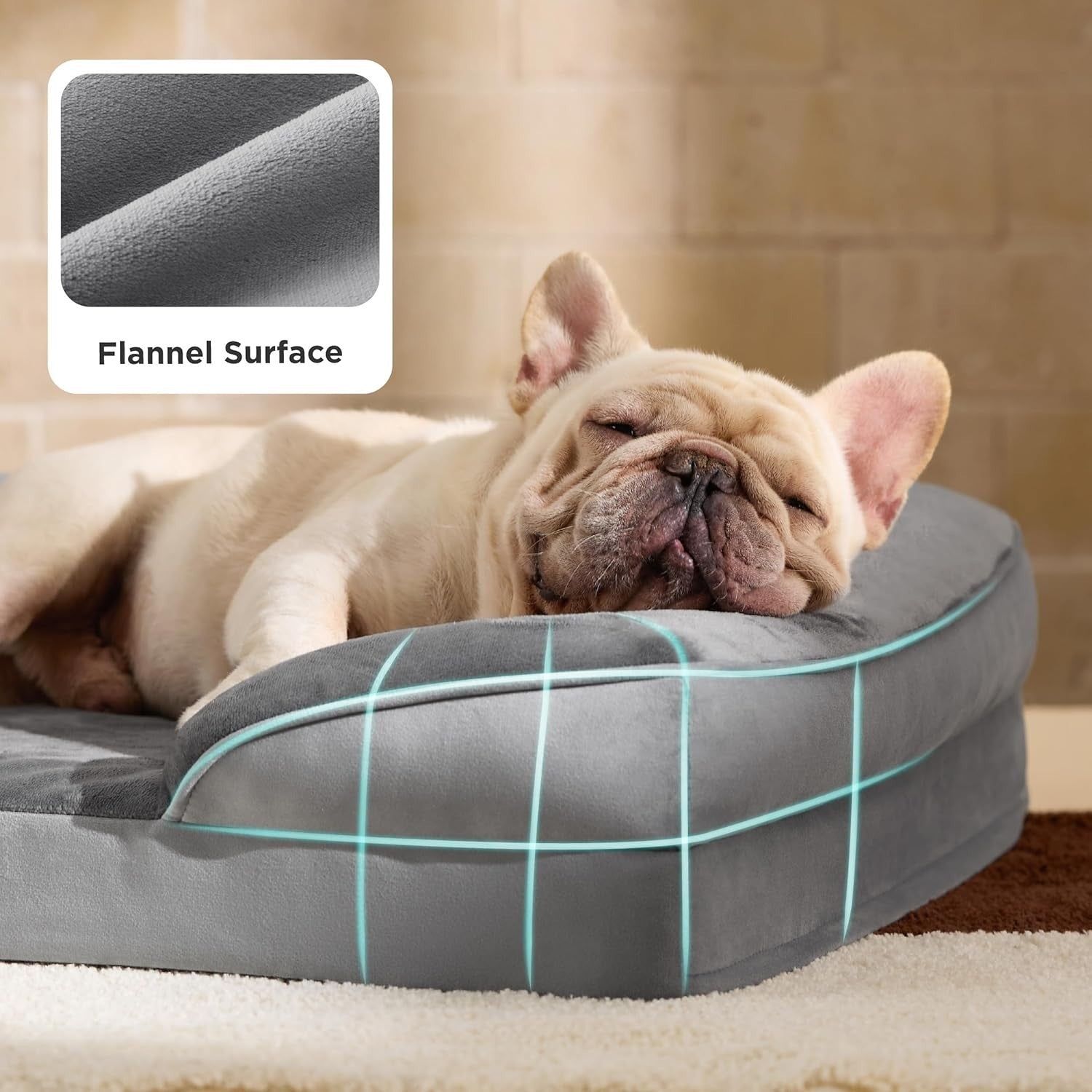 Medium Orthopedic Dog Bed 71x58cm Washable Grey
