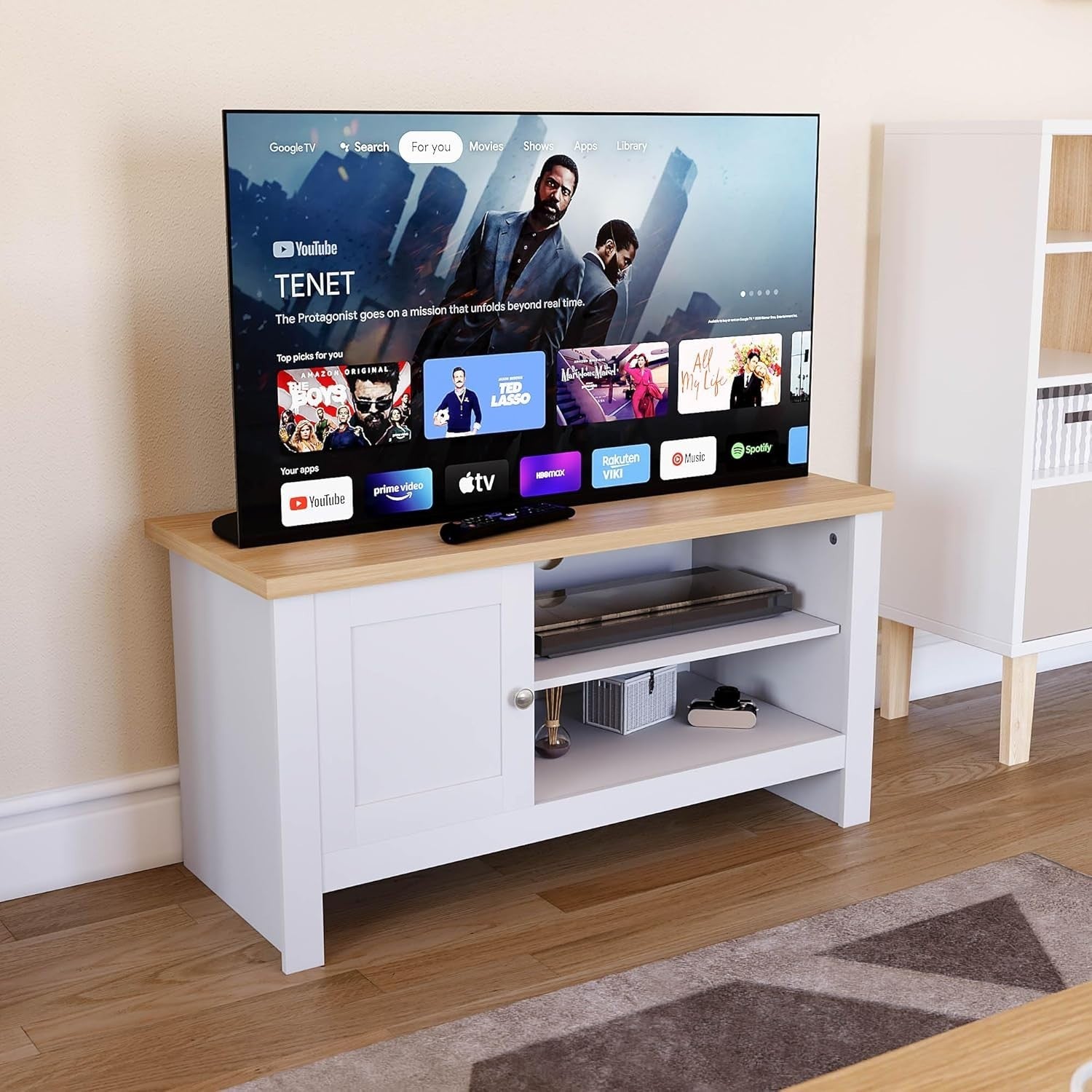 Modern White TV Cabinet Stand 1 Door Storage Unit Entertainment Console